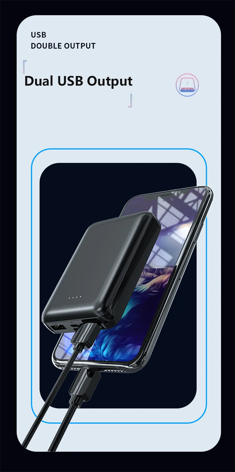 Ultra-Compact 20,000mAh Power Bank | 5V/2A Fast-Charge