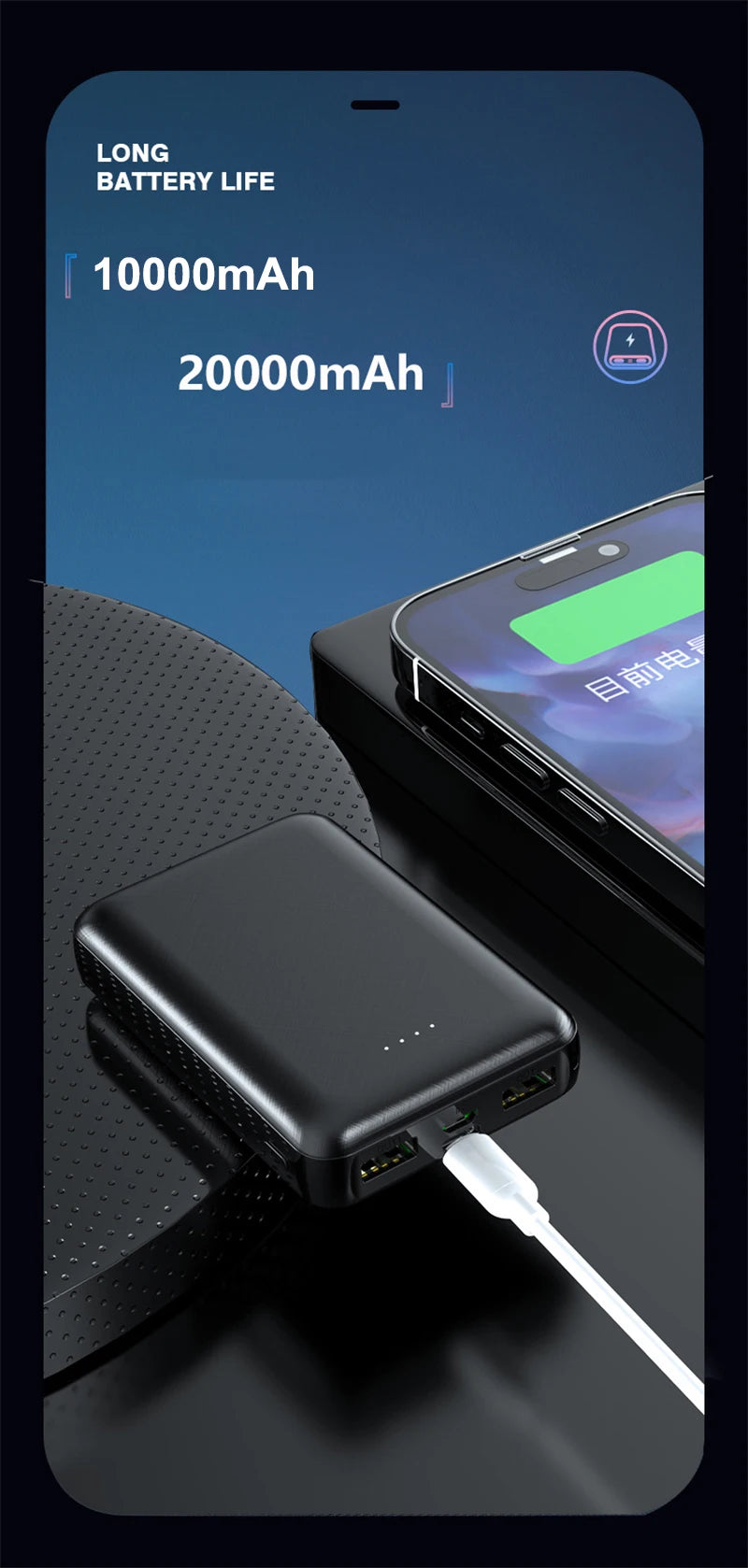 Ultra-Compact 20,000mAh Power Bank | 5V/2A Fast-Charge